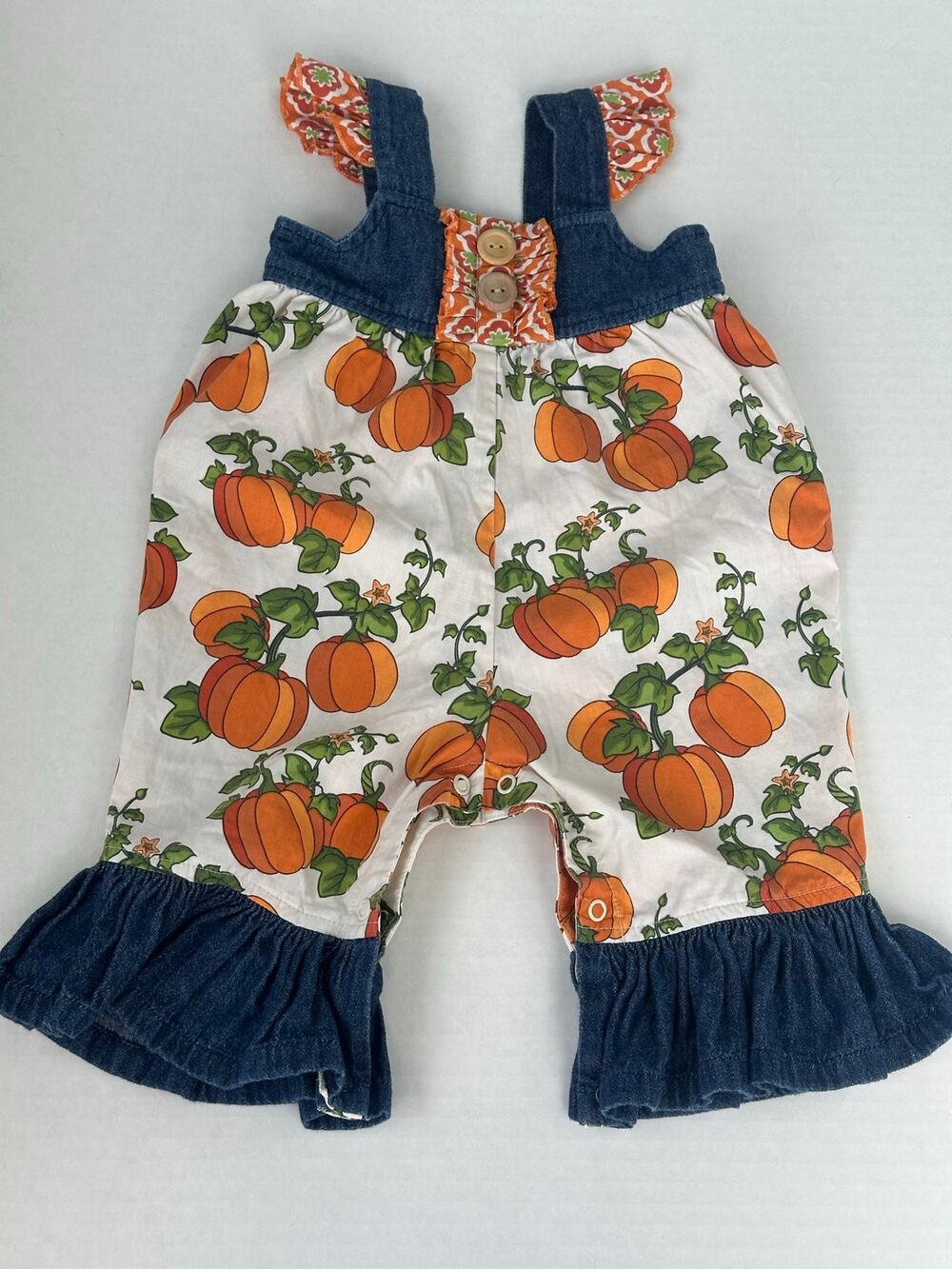Eleanor Rose Pumpkin Romper - Girls 6mo